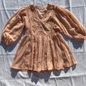 Women's ODDY Boho Top Size Small Light Pink 3/4 Length Sleeves